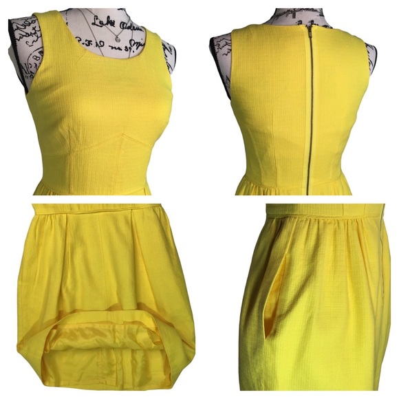 J. Crew Basket Weave Sleeveless A-Line Shift Career Work Dress Yellow 64991 Sz 0 - Picture 7 of 16